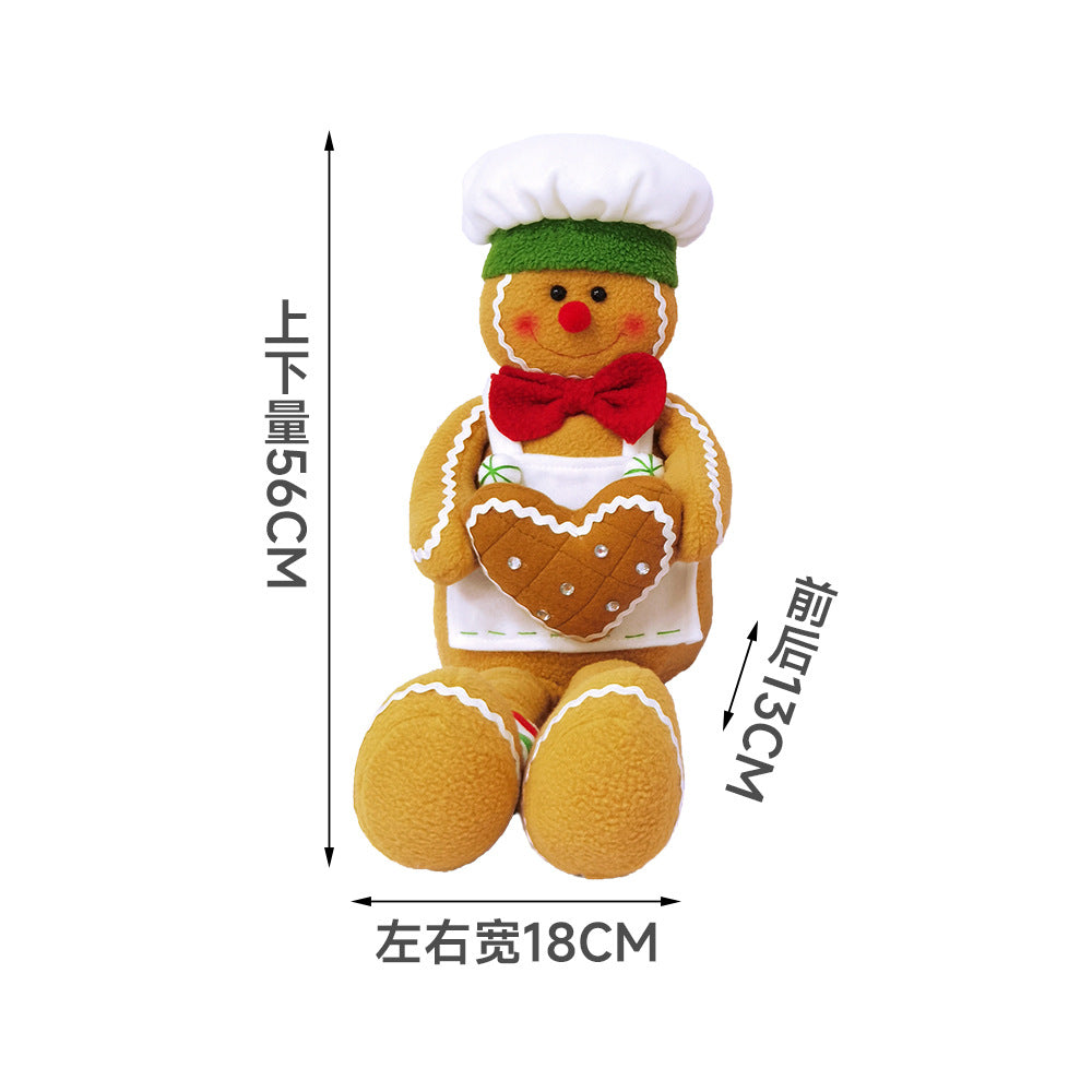 Wholesale New Christmas Decorations Flannel Long Legs Gingerbread Man Window Decoration New